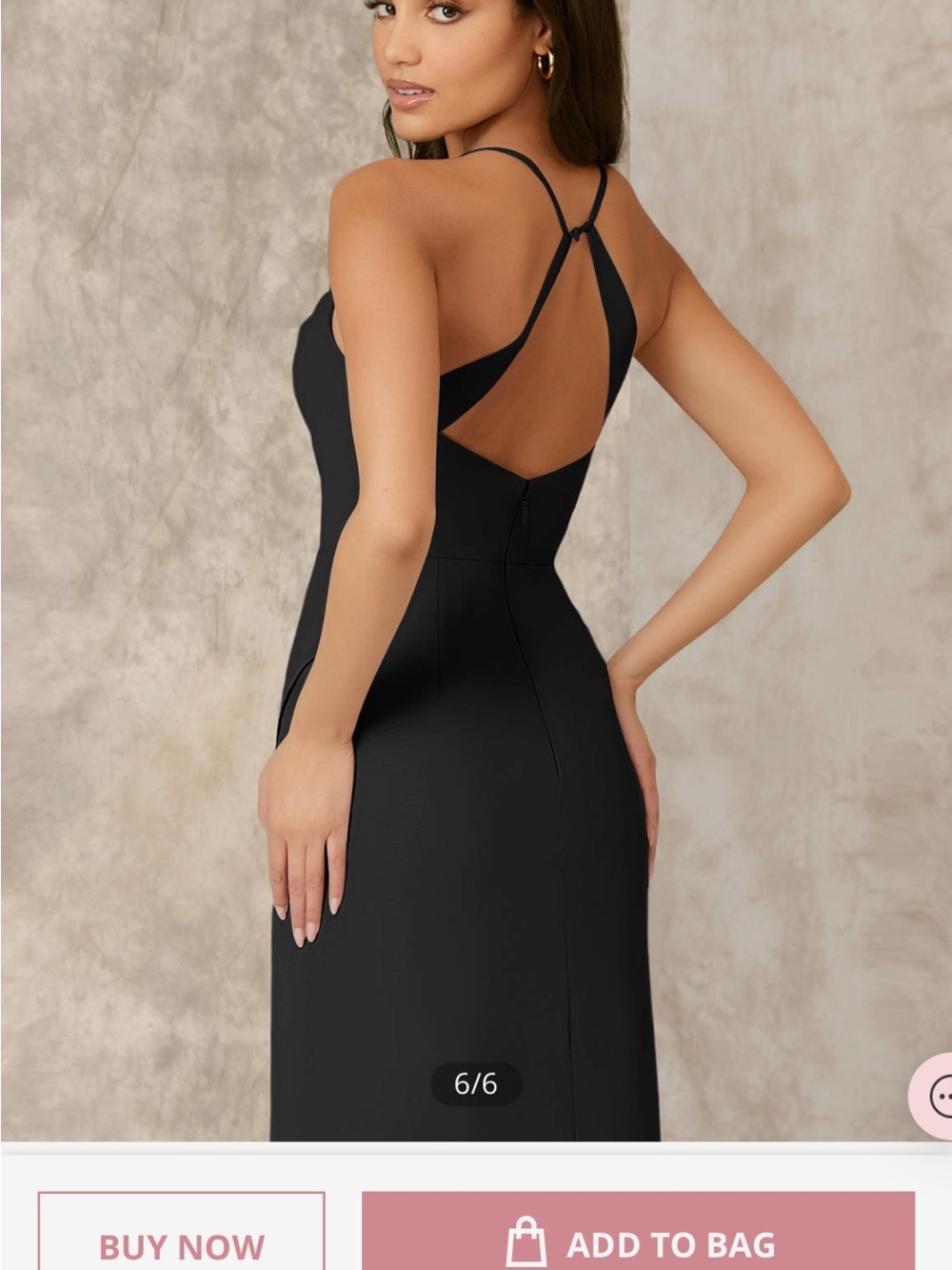 Azazie Black Cowl Neck Slip Maxi Dress with Double Spaghetti Straps - Picture 3 of 3